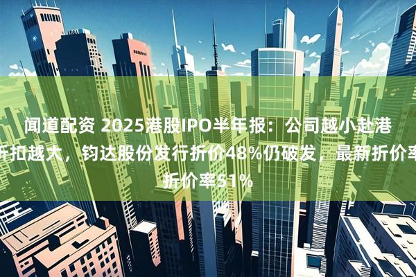 闻道配资 2025港股IPO半年报：公司越小赴港发行折扣越大，钧达股份发行折价48%仍破发，最新折价率51%
